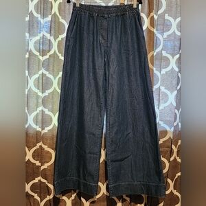 Black Rose Wideleg Dark Blue Denim Jeans Made In Italy